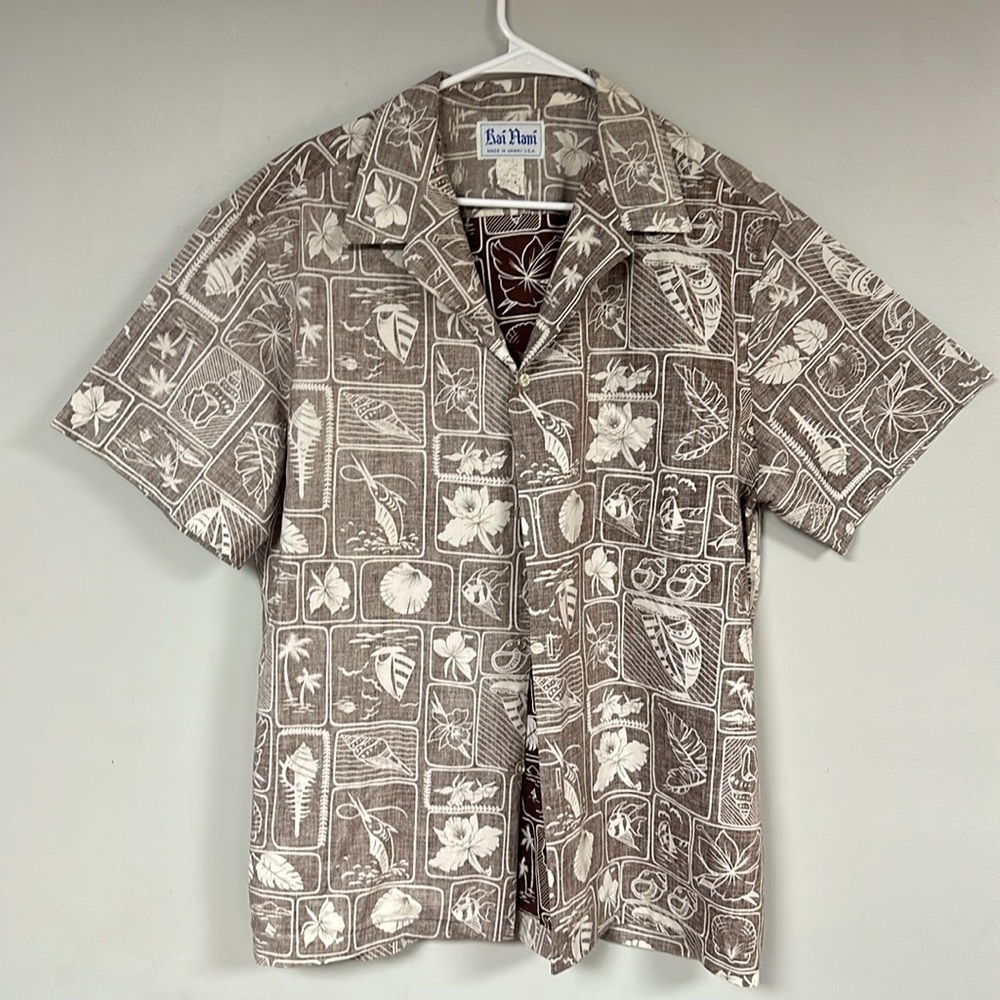 Vintage Kai Nani Hawaiian Reversed Fabric short sleeved Shirt, XL